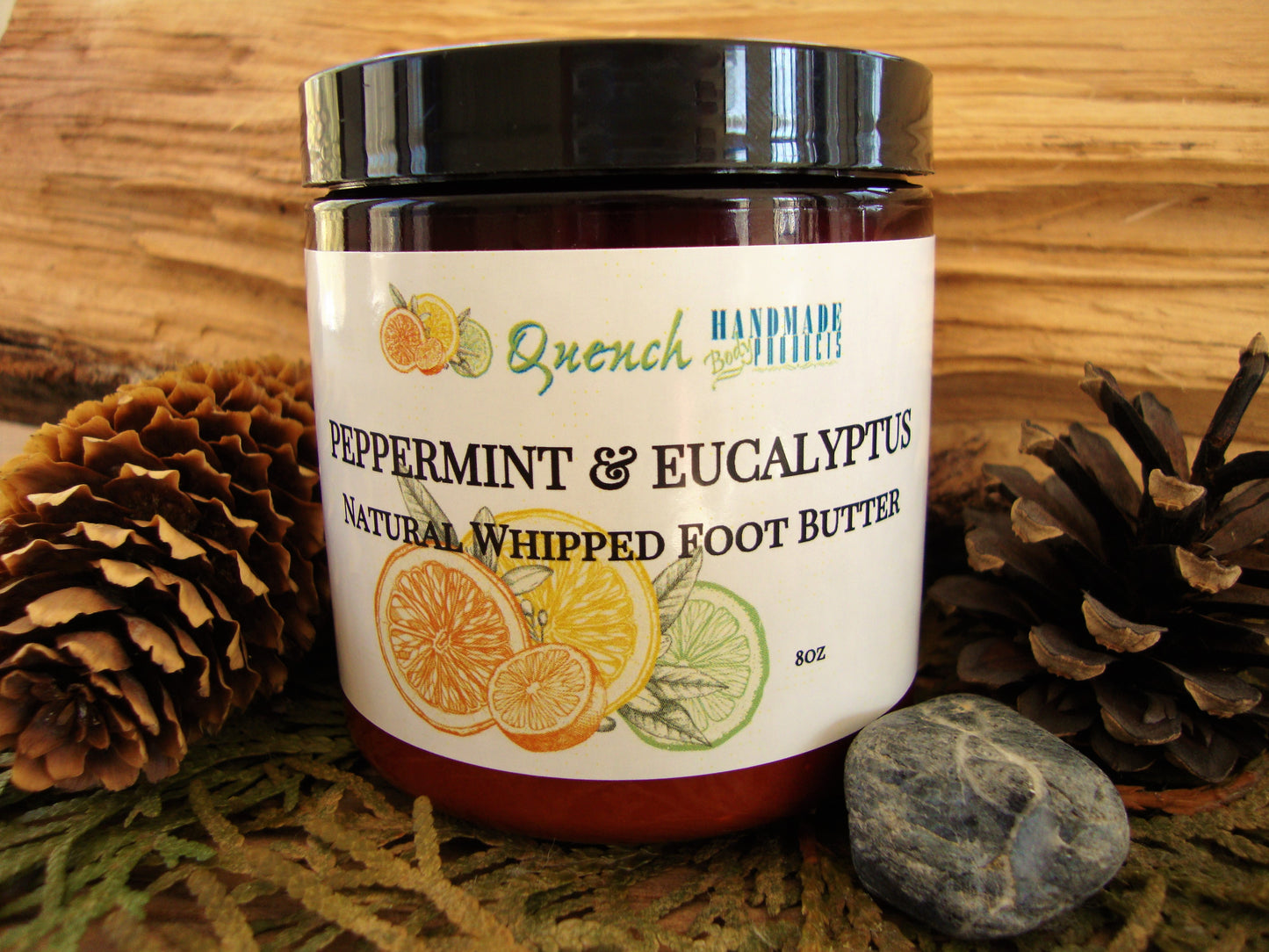 Body Butter, Foot Butter Natural Whipped: Peppermint and Eucalyptus